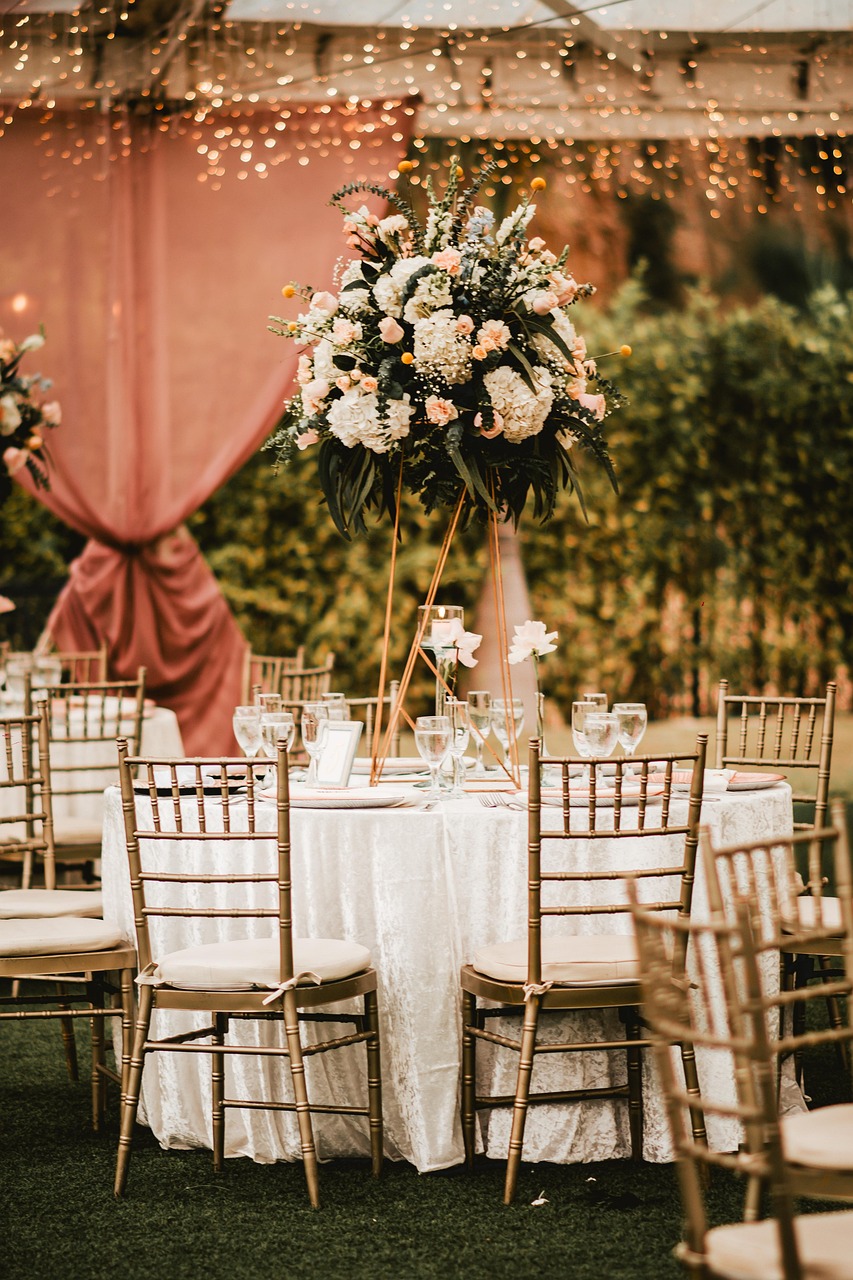 private event reception tables before cleanup